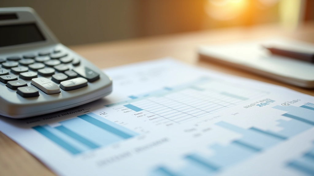 Calculatrice et documents budgétaires montrant la décomposition des frais de location mensuels