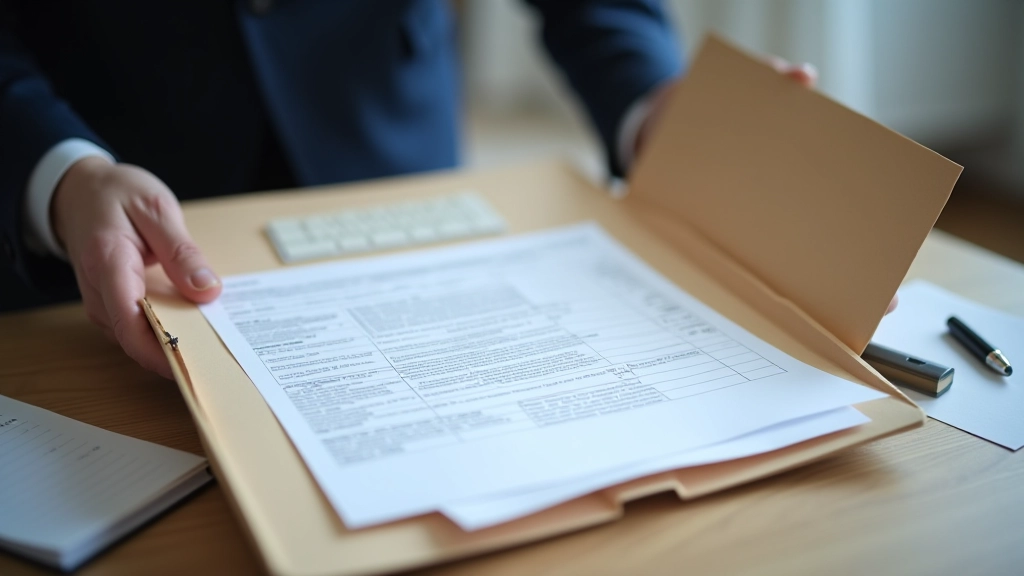 Dossier ouvert montrant la caution locative et les frais d'agence immobilière