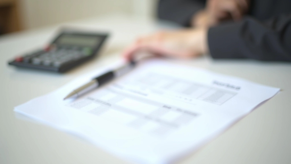 Document de caution locative avec stylo et calculatrice sur un bureau professionnel